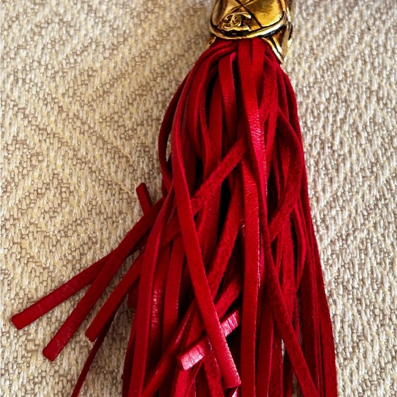 Authentic Chanel Vintage Rectangle Flap Tassel Handbag - Picture 10 of 12